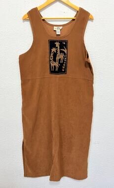 Vintage Giraffe Midi Dress 90s Funky Animal Jumper Modest Boho Festival